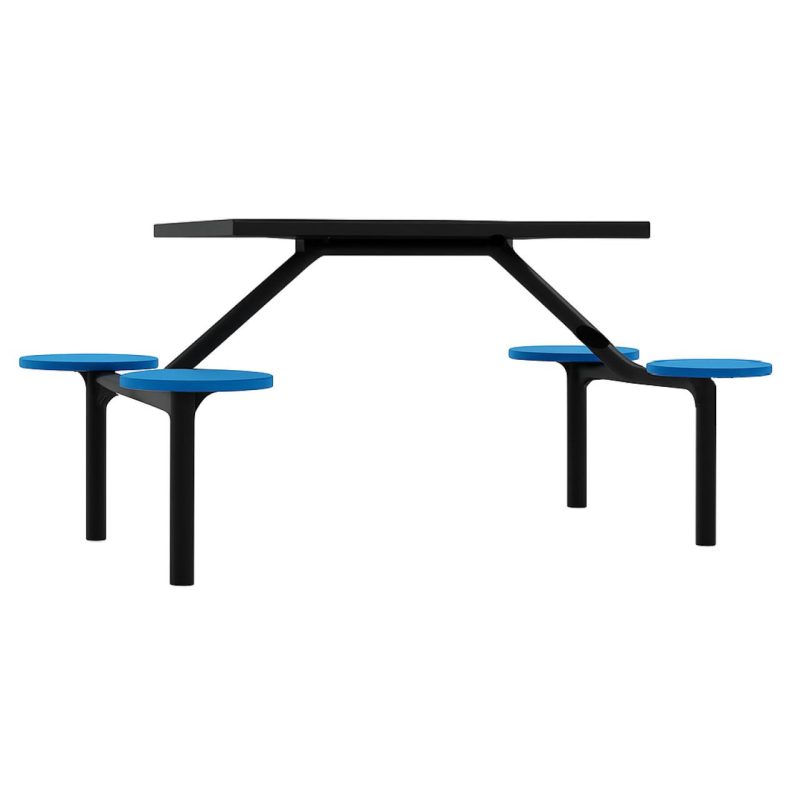 Mesa para Refeitório FIXA 4 Lugares MDP Branco de 25 mm - Assento AZUL - 50304 Mesa para Refeitório FIXA 4 Lugares MDP Branco de 25 mm - Assento AZUL - 50304
