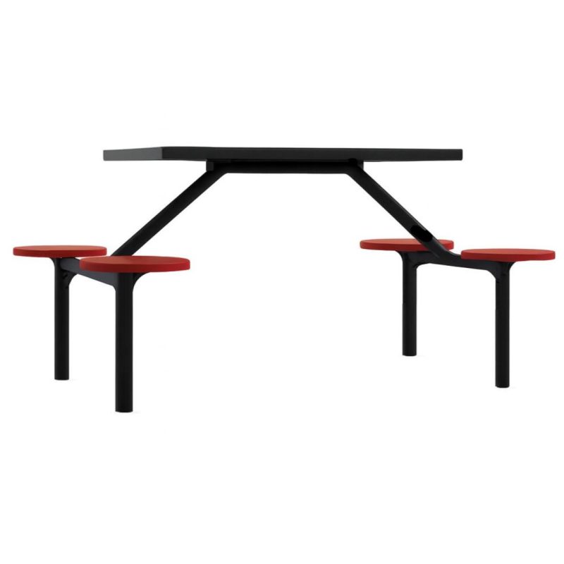 Mesa para Refeitório FIXA 4 Lugares MDP Branco de 25 mm - Assento VERMELHO - 50302 Mesa para Refeitório FIXA 4 Lugares MDP Branco de 25 mm - Assento VERMELHO - 50302