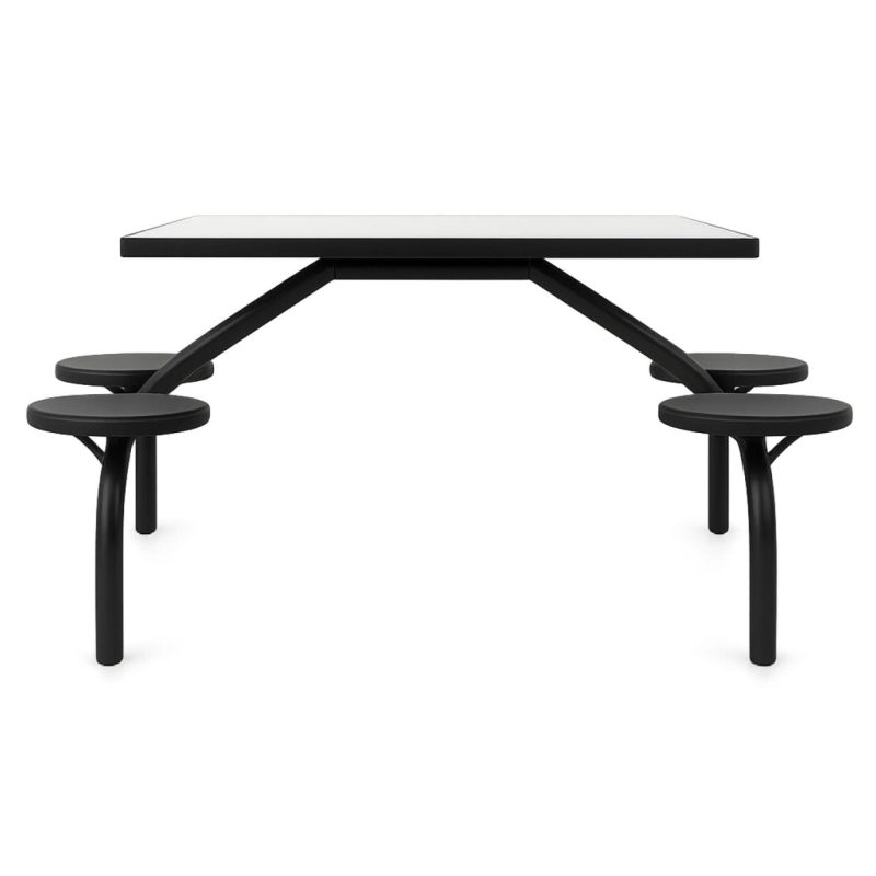 Mesa para Refeitório FIXA 4 Lugares MDP Branco de 25 mm - Assento PRETO - 50301 Mesa para Refeitório FIXA 4 Lugares MDP Branco de 25 mm - Assento PRETO - 50301