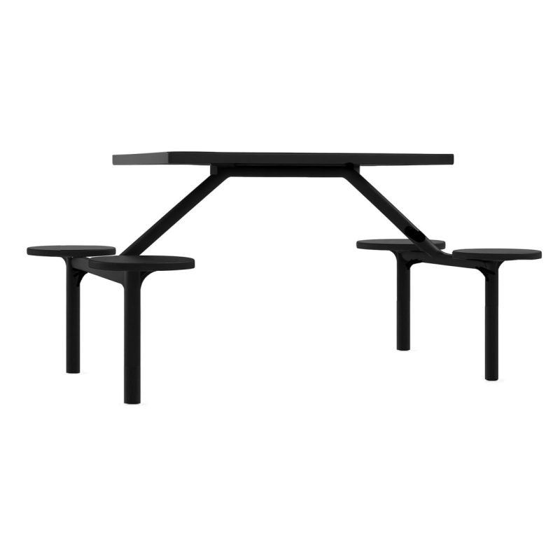 Mesa para Refeitório FIXA 4 Lugares MDP Branco de 25 mm - Assento PRETO - 50301 Mesa para Refeitório FIXA 4 Lugares MDP Branco de 25 mm - Assento PRETO - 50301