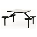 Mesa para Refeitório FIXA 4 Lugares MDP Branco de 25 mm - Assento PRETO - 50301 Mesa para Refeitório FIXA 4 Lugares MDP Branco de 25 mm - Assento PRETO - 50301