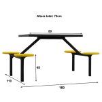 Mesa para Refeitório FIXA 4 Lugares MDP Branco de 25 mm - Assento AMARELO - 50303 Mesa para Refeitório FIXA 4 Lugares MDP Branco de 25 mm - Assento AMARELO - 50303