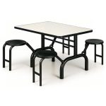 Mesa para Refeitório ESCAMOTEÁVEL 04 Lugares MDP Branco de 25 mm - Assento PRETO - 50401