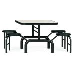 Mesa para Refeitório ESCAMOTEÁVEL 04 Lugares MDP Branco de 25 mm - Assento PRETO - 50401