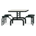 Mesa para Refeitório ESCAMOTEÁVEL 04 Lugares MDP Branco de 25 mm - Assento PRETO - 50401