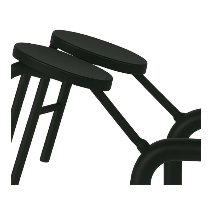 Mesa para Refeitório ESCAMOTEÁVEL 04 Lugares MDP Branco de 25 mm - Assento PRETO - 50401