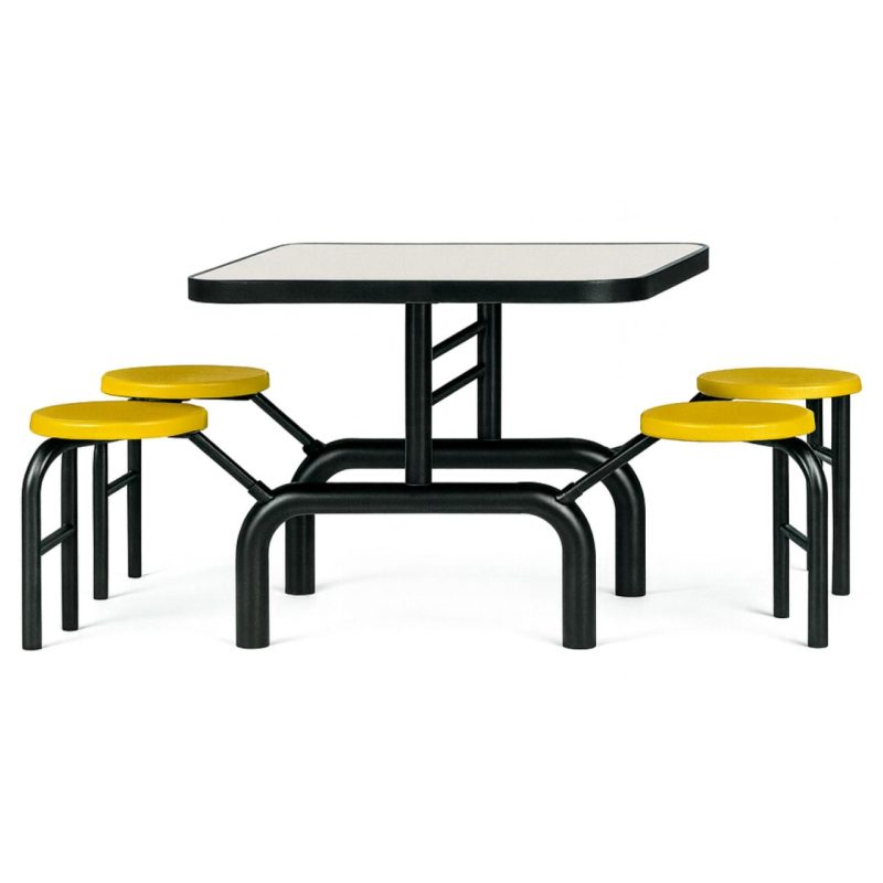 Mesa para Refeitório ESCAMOTEÁVEL 04 Lugares MDP Branco de 25 mm - Assento AMARELO - 50403 Mesa para Refeitório ESCAMOTEÁVEL 04 Lugares MDP Branco de 25 mm - Assento AMARELO - 50403