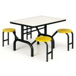 Mesa para Refeitório ESCAMOTEÁVEL 04 Lugares MDP Branco de 25 mm - Assento AMARELO - 50403 Mesa para Refeitório ESCAMOTEÁVEL 04 Lugares MDP Branco de 25 mm - Assento AMARELO - 50403