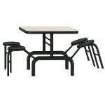 Mesa para Refeitório ESCAMOTEÁVEL 04 Lugares MDP Branco de 25 mm - Assento PRETO - 50401