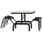 Mesa para Refeitório ESCAMOTEÁVEL 04 Lugares MDP Branco de 25 mm - Assento PRETO - 50401