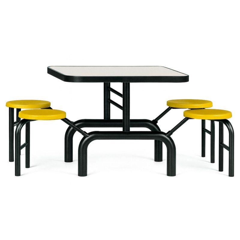 Mesa para Refeitório ESCAMOTEÁVEL 04 Lugares MDP Branco de 25 mm - Assento AMARELO - 50403 Mesa para Refeitório ESCAMOTEÁVEL 04 Lugares MDP Branco de 25 mm - Assento AMARELO - 50403