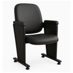 Auditório Poltrona Auditório Rebatível  04 Lugares – Linha Premium - Corino Preto - 38104