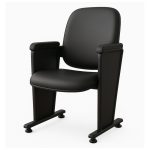 Auditório Poltrona Auditório Rebatível  03 Lugares – Linha Premium - Corino Preto - 38103