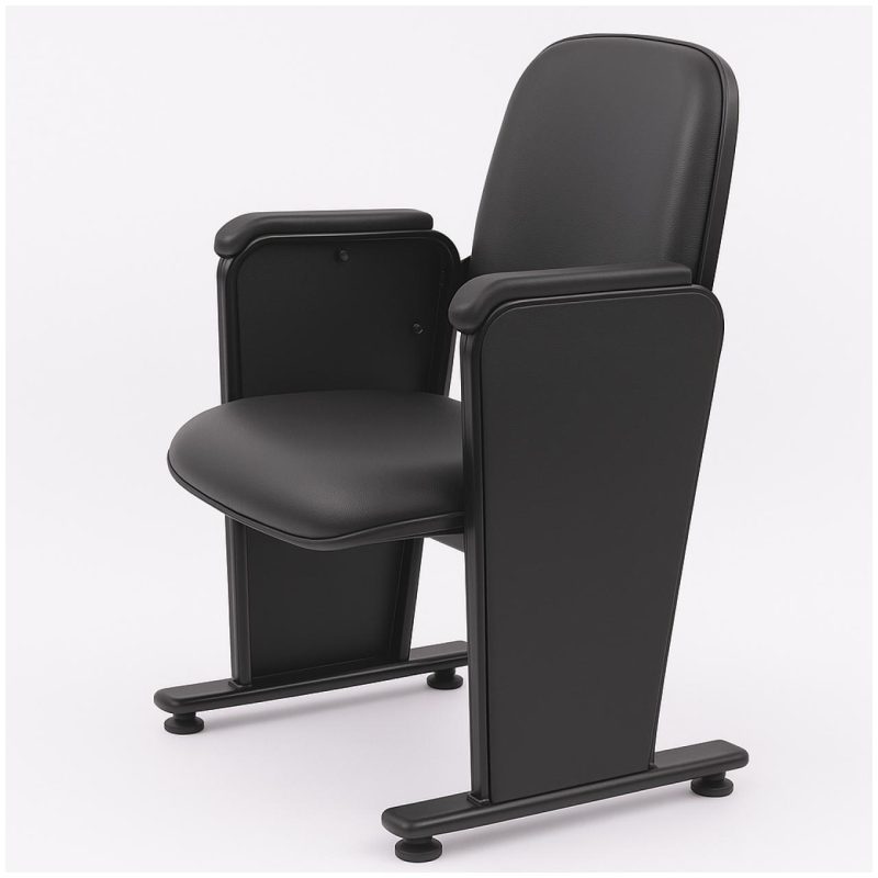 Auditório Poltrona Auditório Rebatível  04 Lugares – Linha Premium - Corino Preto - 38104