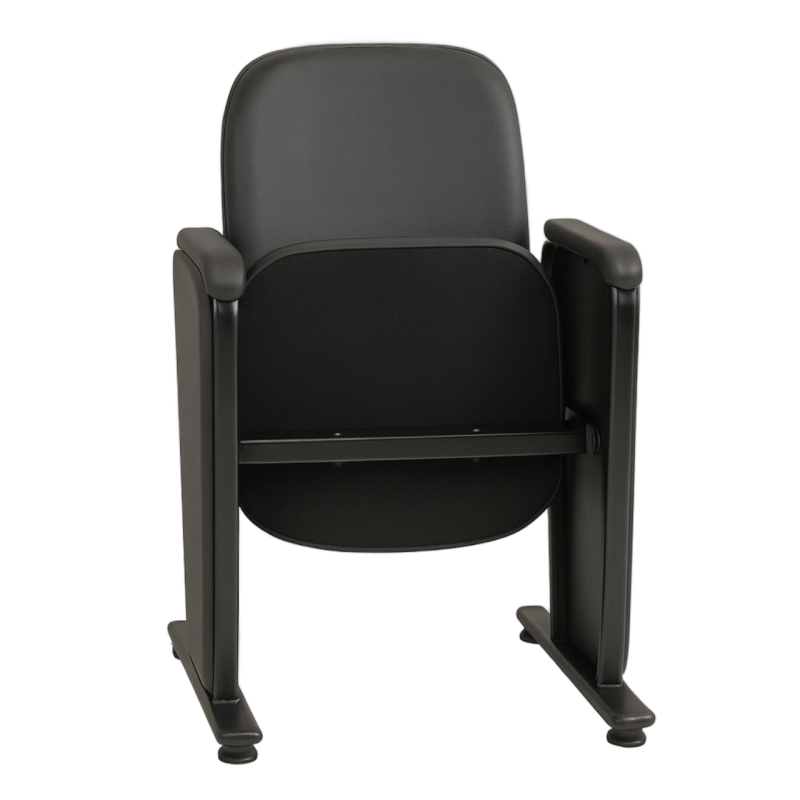 Auditório Poltrona Auditório Rebatível  03 Lugares – Linha Premium - Corino Preto - 38103