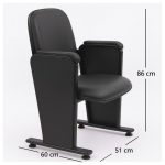 Auditório Poltrona Auditório Rebatível  02 Lugares – Linha Premium - Corino Preto - 38102