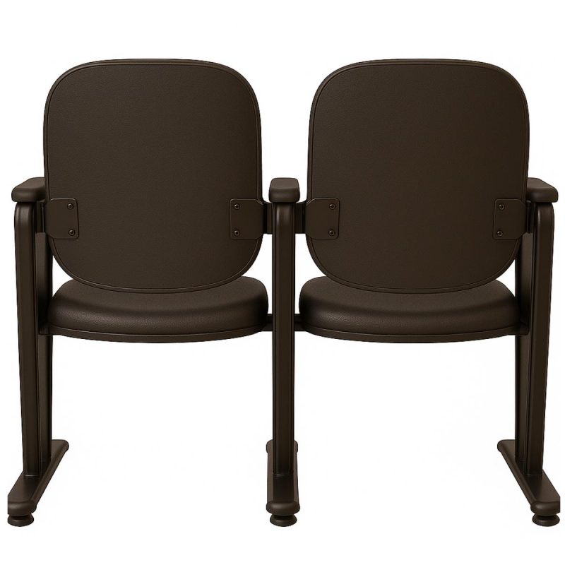 Auditório Poltrona Auditório Rebatível  02 Lugares – Linha Premium - Corino Preto - 38102