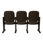 Auditório Poltrona Auditório Rebatível  03 Lugares – Linha Premium - Corino Preto - 38103