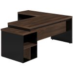 Móveis para Escritório Mesa PEDESTAL com MESA AUXILIAR - 1,92x1,60m - WORKSTART - MARSALA / PRETO - 23484
