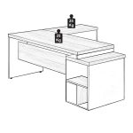 Móveis para Escritório Mesa PEDESTAL com MESA AUXILIAR - 1,92x1,60m - WORKSTART - MARSALA / PRETO - 23484