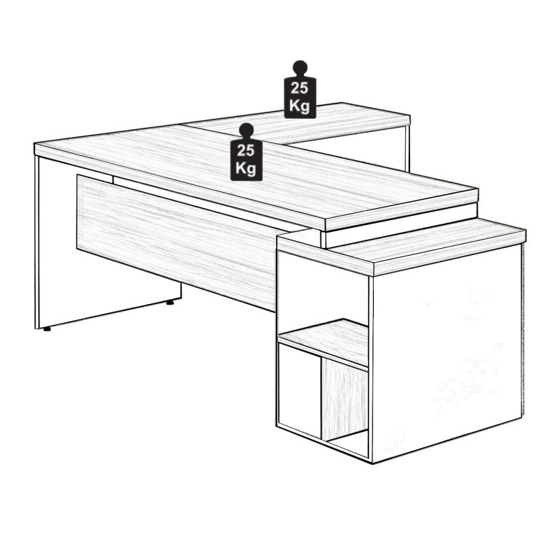 Móveis para Escritório Mesa PEDESTAL com MESA AUXILIAR - 1,92x1,60m - WORKSTART - MARSALA / PRETO - 23484
