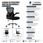 Cadeira de Escritório Cadeira de Escritório Diretor Ergonômica Giratória Preta