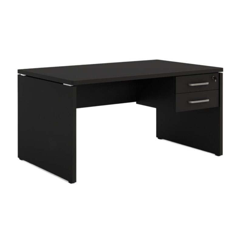 Móveis para Escritório Mesa Escritório 1,50x0,60m - C/ Gavetas - PRETO/PRETO - 26021