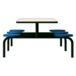Mesa para Refeitório FIXA 6 Lugares MDP Branco de 25 mm - Assento AZUL - 50201