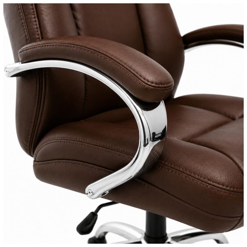 Detalhe comercial do assento Pillow Top marrom da Cadeira Presidente BOSS com espuma injetada.