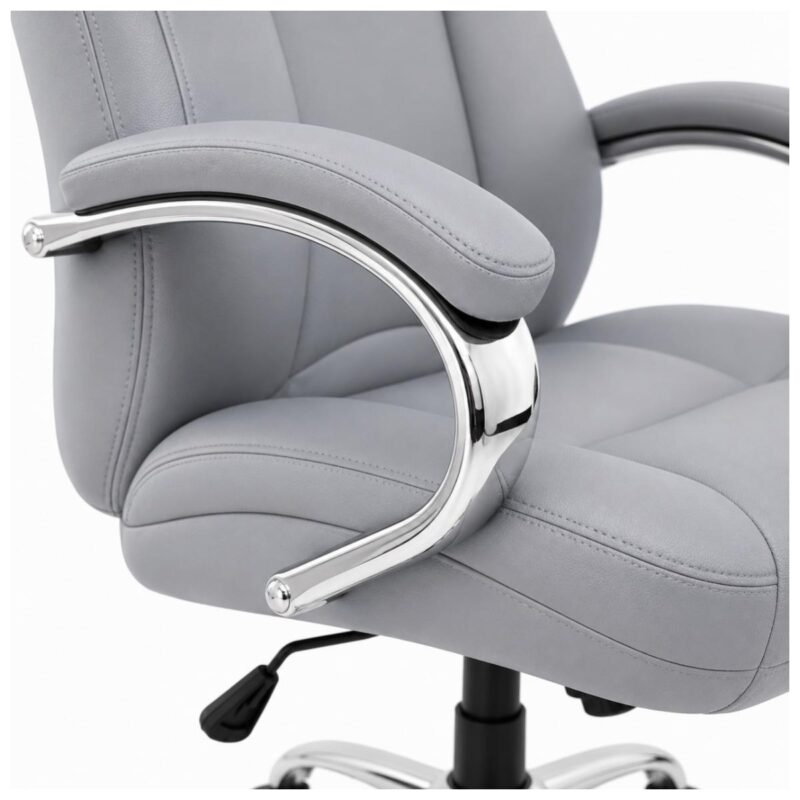 Detalhe comercial do assento Pillow Top cinza da Cadeira Presidente BOSS com espuma injetada.