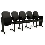 Auditório Poltrona Auditório Rebatível  05 Lugares – Linha Premium - Corino Preto - 38105