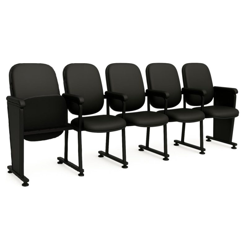 Auditório Poltrona Auditório Rebatível 05 Lugares – Linha Premium - Corino Preto - 38105 Auditório Poltrona Auditório Rebatível 05 Lugares – Linha Premium - Corino Preto - 38105