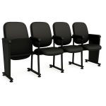 Auditório Poltrona Auditório Rebatível  04 Lugares – Linha Premium - Corino Preto - 38104