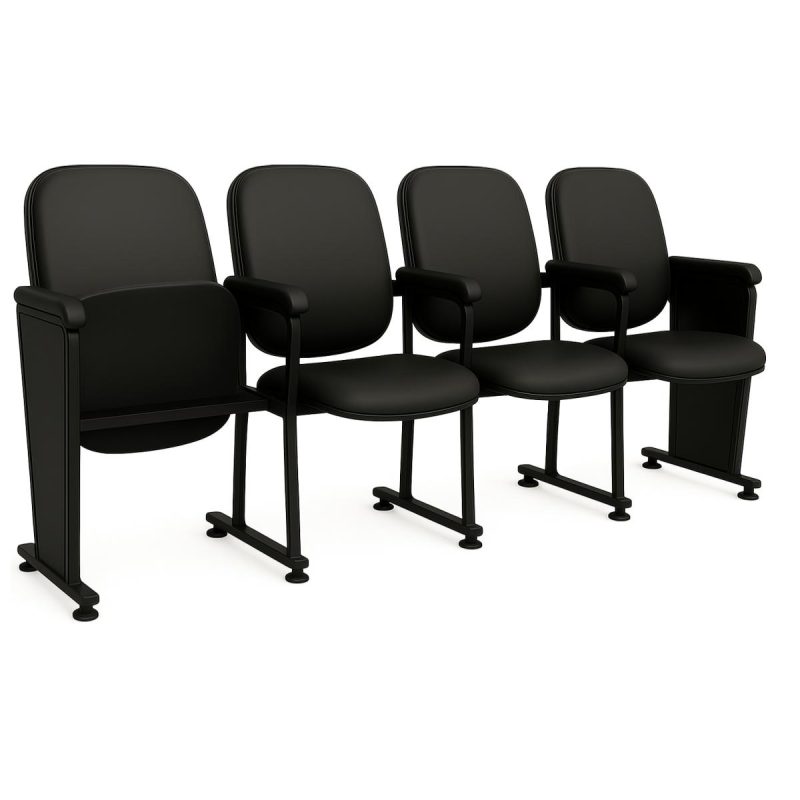 Auditório Poltrona Auditório Rebatível 04 Lugares – Linha Premium - Corino Preto - 38104 Auditório Poltrona Auditório Rebatível 04 Lugares – Linha Premium - Corino Preto - 38104