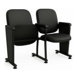 Auditório Poltrona Auditório Rebatível  02 Lugares – Linha Premium - Corino Preto - 38102