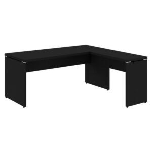 Mesa em L PÉ PAINEL (Mesa 1,70m + Mesa Auxiliar) - S/ Gavetas - PRETO / PRETO - 26013