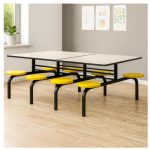 Mesas para Refeitório Mesa para Refeitório FIXA 8 Lugares MDP Branco de 25 mm - Assento AMARELO - 50102
