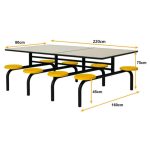 Mesas para Refeitório Mesa para Refeitório FIXA 8 Lugares MDP Branco de 25 mm - Assento AMARELO - 50102