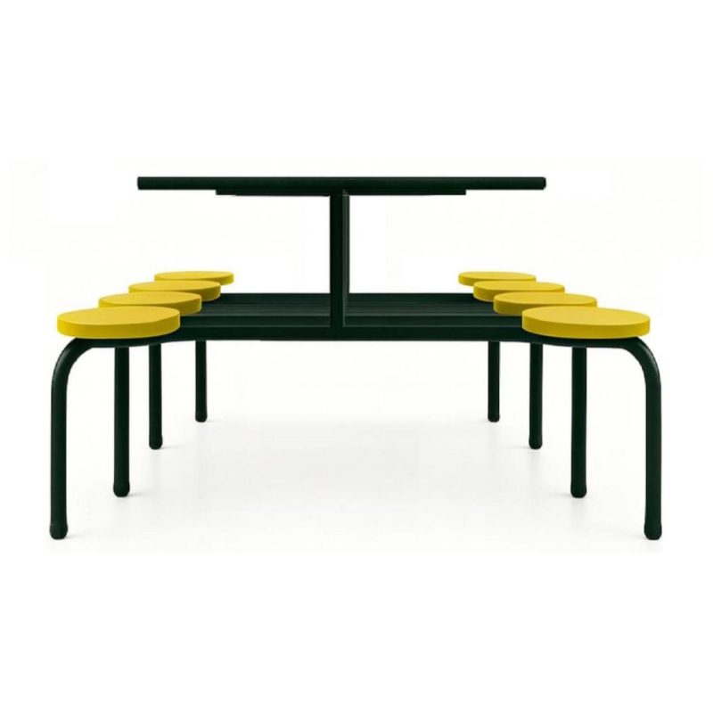 Mesas para Refeitório Mesa para Refeitório FIXA 8 Lugares MDP Branco de 25 mm - Assento AMARELO - 50102
