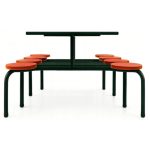 Mesas para Refeitório Mesa para Refeitório FIXA 8 Lugares MDP Branco de 25 mm - Assento VERMELHO - 50103