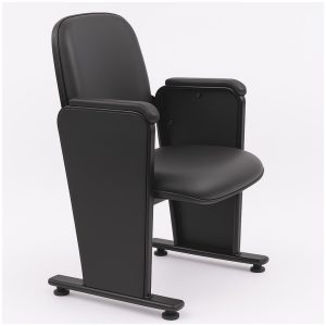 Poltrona Auditório Rebatível  01 Lugar – Linha Premium - Corino Preto - 38101