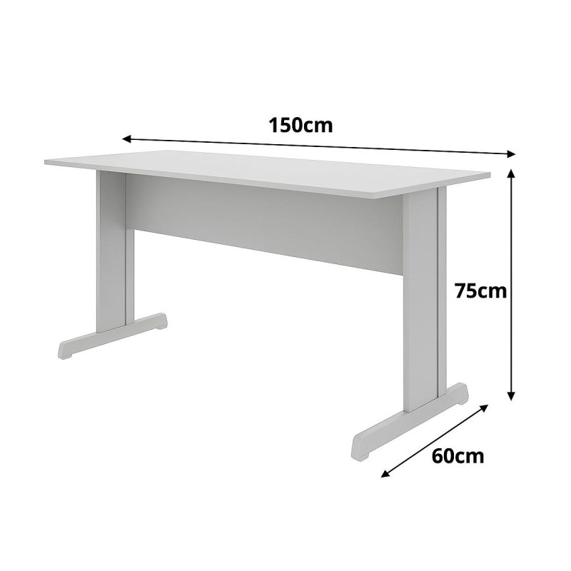 Mesa Escritório 1,50×0,60m – Sem Gavetas – JOB – CINZA/CINZA – 43098