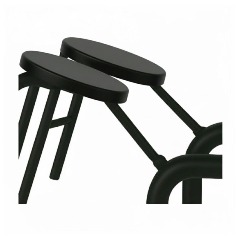 Mesa para Refeitório ESCAMOTEÁVEL 08 Lugares MDP Branco de 25 mm - Assento PRETO - 50804