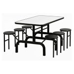 Mesa para Refeitório ESCAMOTEÁVEL 06 Lugares MDP Branco de 25 mm - Assento PRETO - 50604