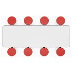 Mesa para Refeitório ESCAMOTEÁVEL 08 Lugares MDP Branco de 25 mm - Assento VERMELHO - 50803