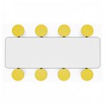 Mesa para Refeitório ESCAMOTEÁVEL 08 Lugares MDP Branco de 25 mm - Assento AMARELO - 50802