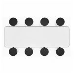 Mesa para Refeitório ESCAMOTEÁVEL 08 Lugares MDP Branco de 25 mm - Assento PRETO - 50804