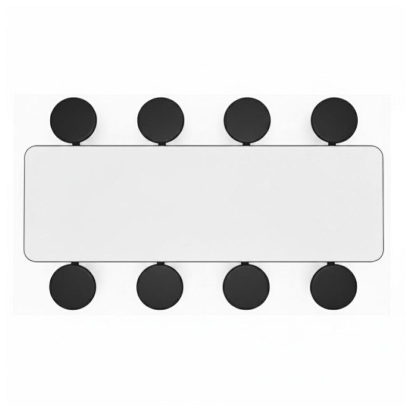 Mesa para Refeitório ESCAMOTEÁVEL 08 Lugares MDP Branco de 25 mm - Assento PRETO - 50804