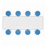 Mesa para Refeitório ESCAMOTEÁVEL 08 Lugares MDP Branco de 25 mm - Assento AZUL - 50801