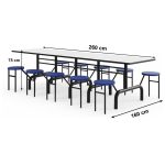 Mesa para Refeitório ESCAMOTEÁVEL 10 Lugares MDP Branco de 25 mm - Assento AZUL - 50901